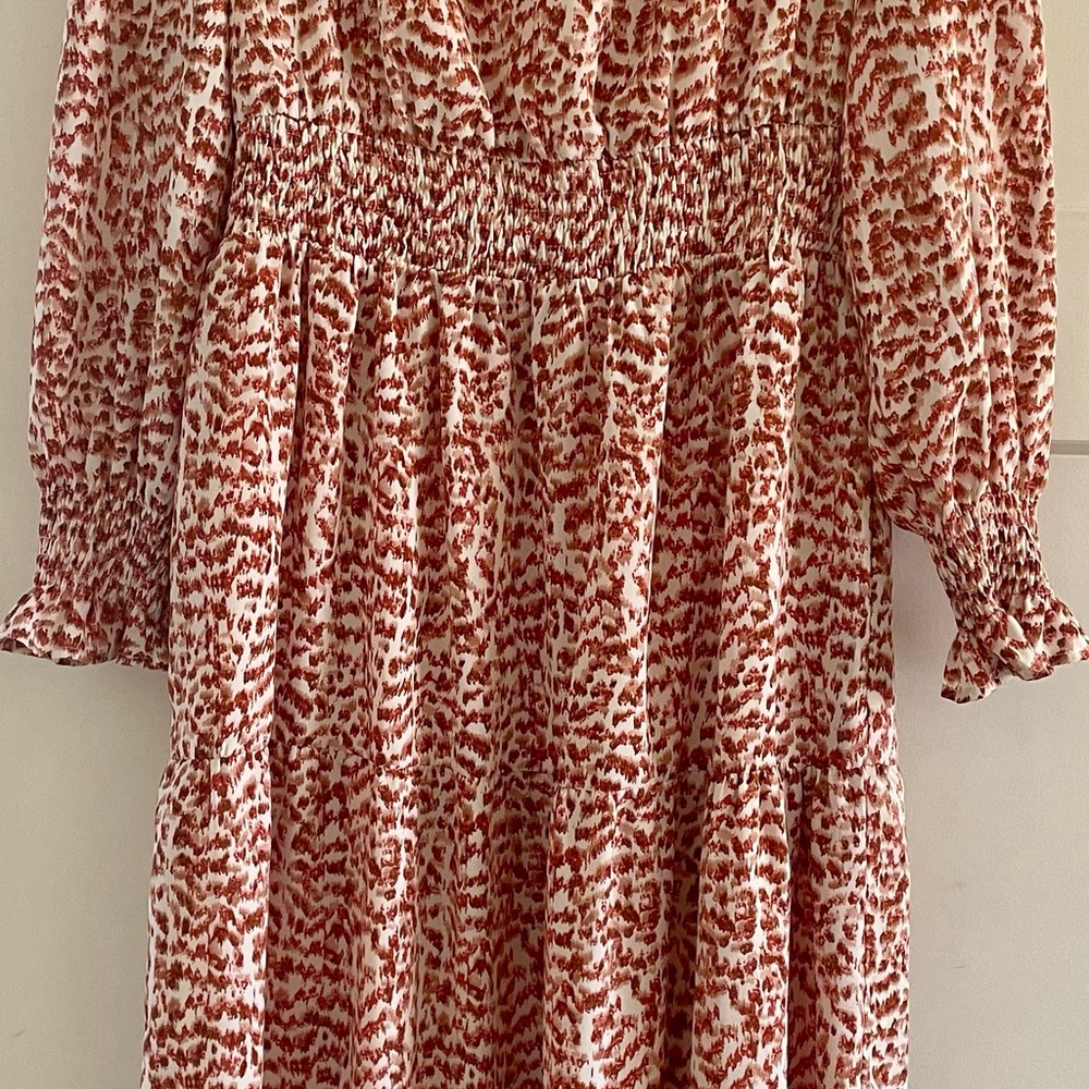 Elegant brown and White Maxi Dress
